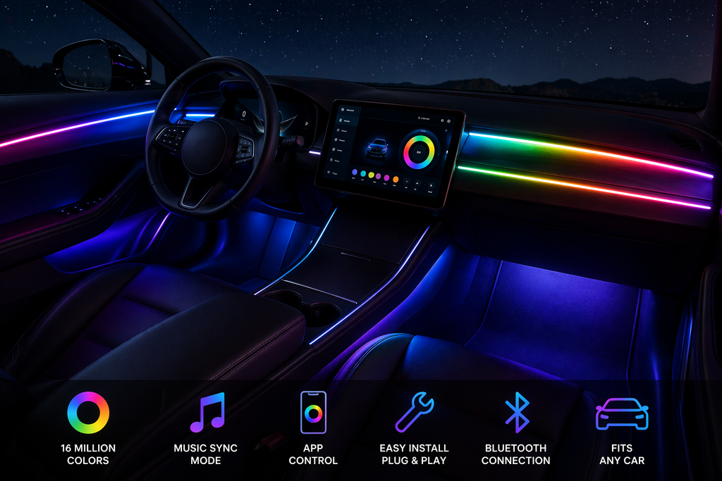 Car Ambient LED Kit (App Controlled + 16M Colors)