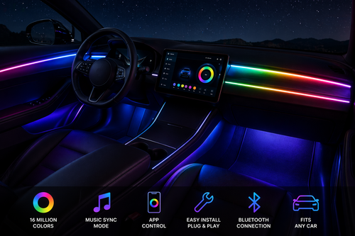 Car Ambient LED Kit (App Controlled + 16M Colors)